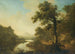 Landscape painting of a wooded river scene with figures on a path - Thomas Roberts — artwork view