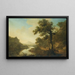 Landscape painting of a wooded river scene with figures on a path - Thomas Roberts — framed artwork on a wall