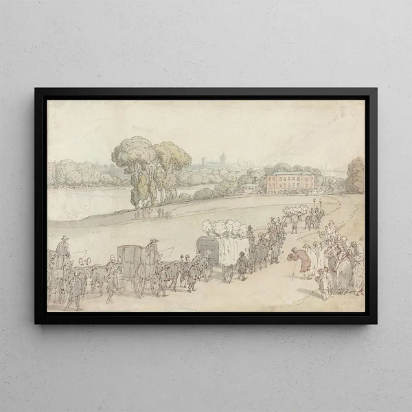 A funeral procession - Thomas Rowlandson — framed artwork on a wall