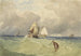 Three-mast and tjalk sailing in the open sea - Thomas Sewell Robins — artwork view