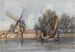 A boat passing a windmill and farm buildings - Thomas Shotter Boys — artwork view