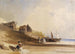 French coastal scene with characters, boats, and fishing huts - Thomas Shotter Boys — artwork view