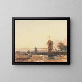 Landscape with windmills - Thomas Shotter Boys — framed artwork on a wall