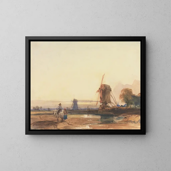 Landscape with windmills - Thomas Shotter Boys — framed artwork on a wall