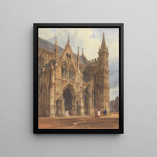 the northwest porch of Salisbury Cathedral - Thomas Shotter Boys — framed artwork on a wall
