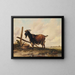 A goat in a landscape with cattle in the distance - Thomas Sidney Cooper — framed artwork on a wall