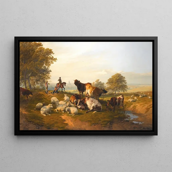 Evening Rest - Thomas Sidney Cooper — framed artwork on a wall