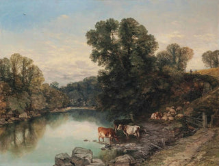 Livestock and Sheep by the Riverbank - Thomas Sidney Cooper — artwork view