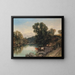 Livestock and Sheep by the Riverbank - Thomas Sidney Cooper — framed artwork on a wall