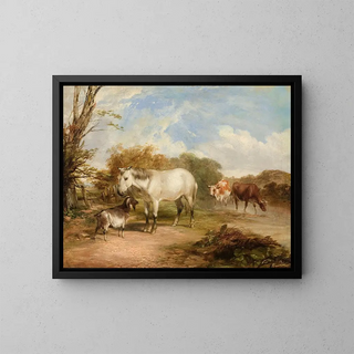 pastoral scene with a horse - Thomas Sidney Cooper — framed artwork on a wall