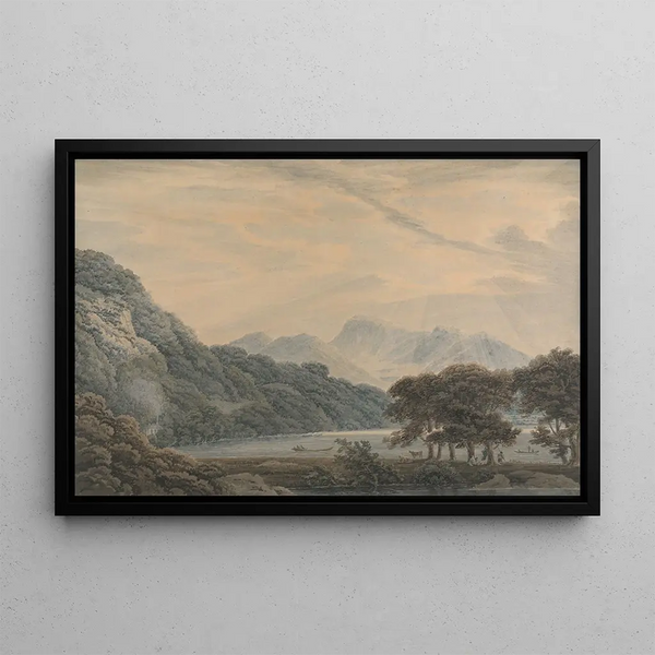 The Ullswater Head with Patterdale Pavilion on the Left - Thomas Sunderland — framed artwork on a wall