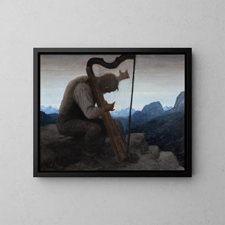 Prayer with harp - Thomas Walch — framed artwork on a wall
