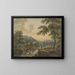 Landscape with Bridge and Waterfall - Thomas Walmsley — framed artwork on a wall