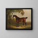 a painting of a brown horse tied to a tree in a landscape - Thomas Weaver — framed artwork on a wall