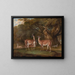 Lamas et un renard dans un paysage boisé - Thomas Weaver — framed artwork on a wall