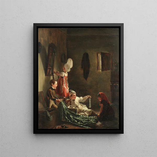 Pillage de la garde-robe - Thomas Webster — framed artwork on a wall