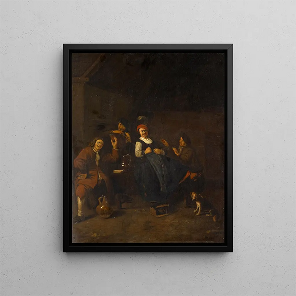 Tavern Scene - Thomas Wijck — framed artwork on a wall