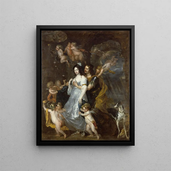 Didon et Énée dans la grotte - Thomas Willeboirts Bosschaert — framed artwork on a wall