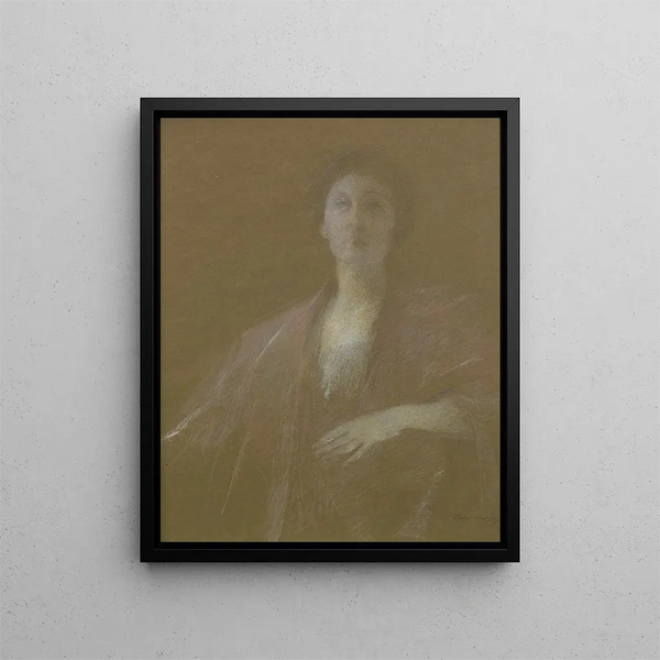 A Moment of Reflection - Thomas Wilmer Dewing — framed artwork on a wall