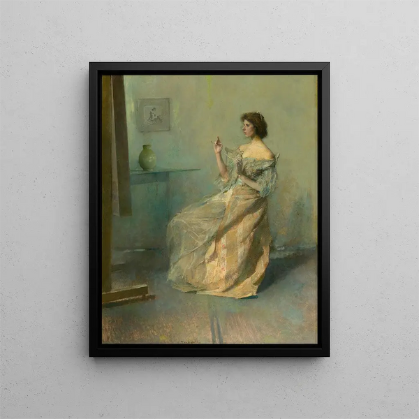 The Necklace - Thomas Wilmer Dewing — framed artwork on a wall