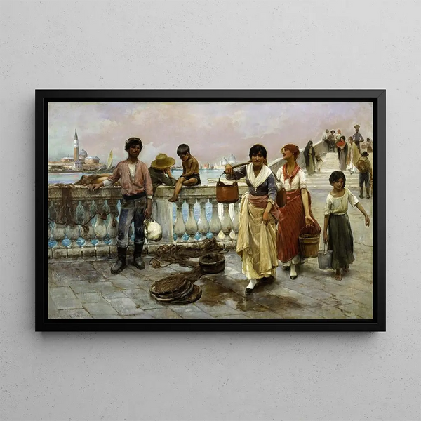 Porteurs d'eau à Venise - Thomas Wilmer Dewing — framed artwork on a wall