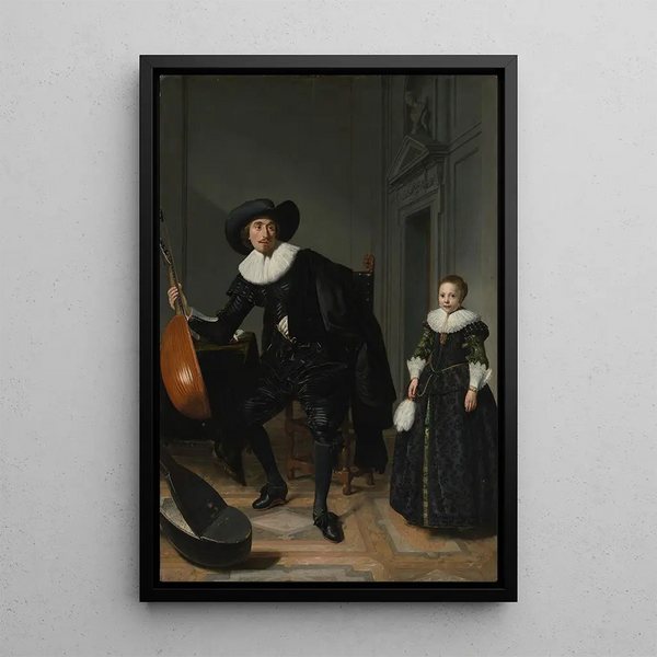 A musician and his daughter - Thomas de Keyser — framed artwork on a wall