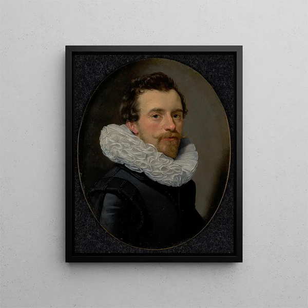 Portrait of a Young Man with a Strawberry - Thomas de Keyser — framed artwork on a wall