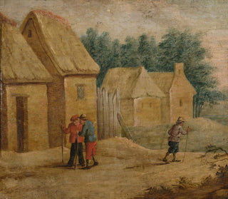 Village Buildings with Peasants - Thomas van Apshoven — artwork view