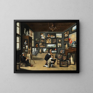An artist in his gallery - Thomas van Opshoven — framed artwork on a wall