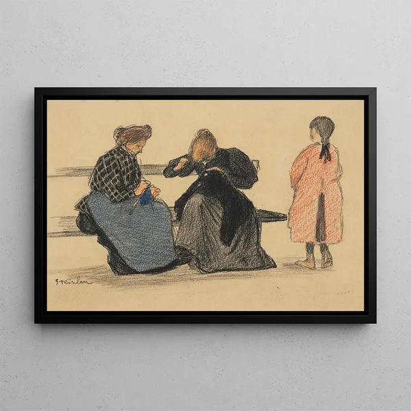 Three Figures - Théophile Alexandre Steinlen — framed artwork on a wall