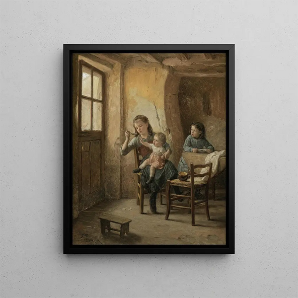 The children's meal - Théophile Duverger — framed artwork on a wall