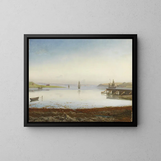 Boats in a Fjord - Thorald Læsøe — framed artwork on a wall