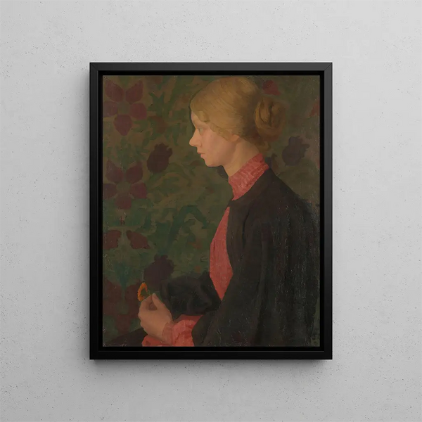 Portrait of the artist Ragnhild Lalla Hvalstad - Thorvald Erichsen — framed artwork on a wall