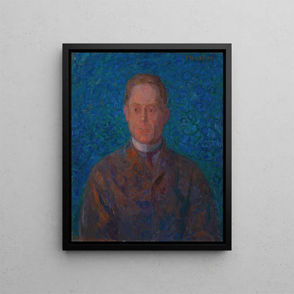 Portrait of the artist Mons Lie - Thorvald Erichsen — framed artwork on a wall