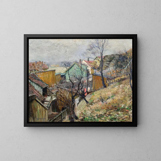 View of a Village - Thorvald Hagbart Torgersen — framed artwork on a wall