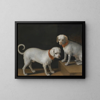 Two Dogs with Red Collars - Tiberio Titi — framed artwork on a wall