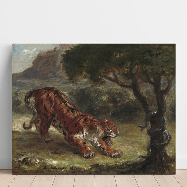 Reproduction of the painting Tiger and Serpent Painting - Eugène Delacroix
