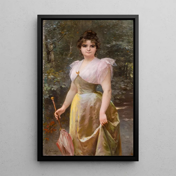 Promenade dans le parc - Timoléon Lobrichon — framed artwork on a wall