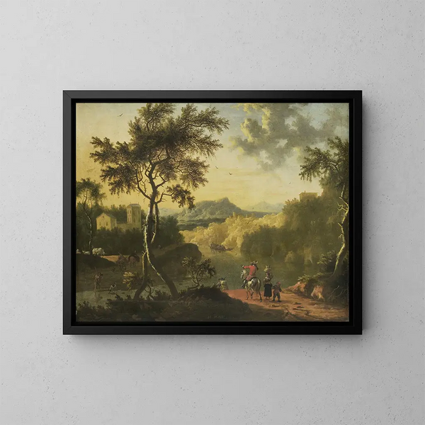 Italian landscape painting - Timotheus de Graef — framed artwork on a wall