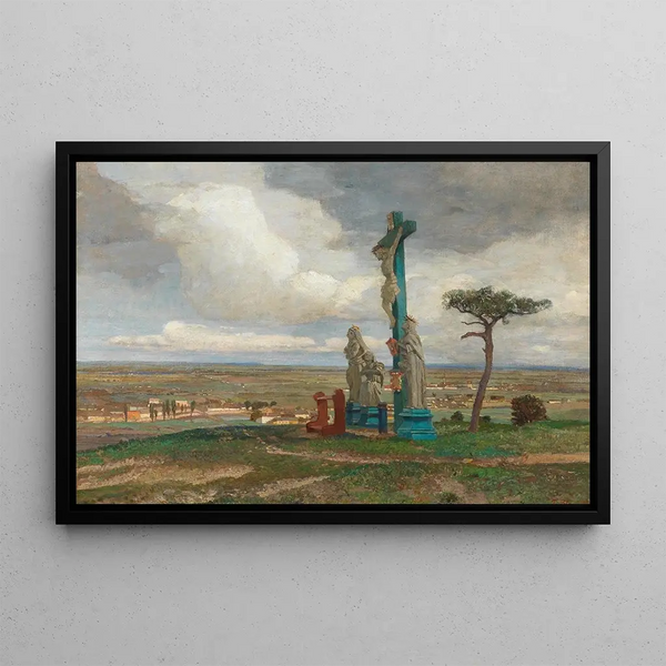 a group of calvary on the Hochberg near Perchtoldsdorf - Tina Blau — framed artwork on a wall
