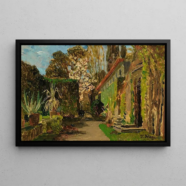 A Mediterranean Garden - Tina Blau — framed artwork on a wall