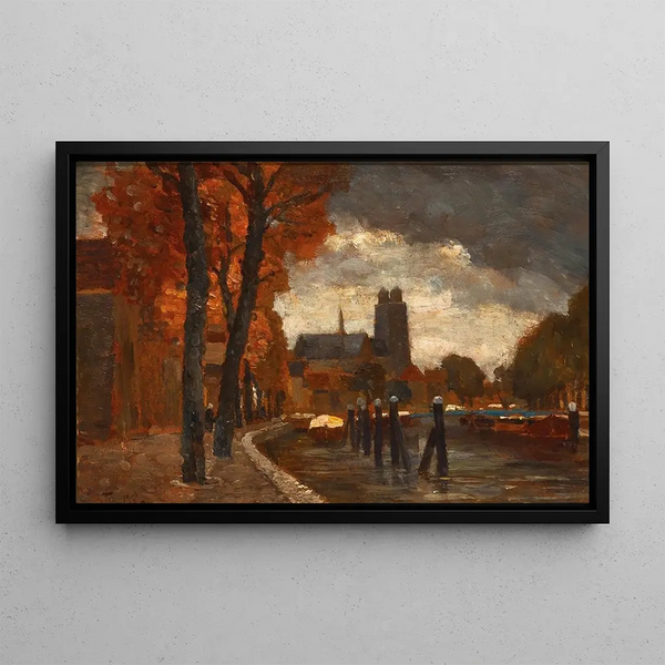 A Scene in Dordrecht - Tina Blau — framed artwork on a wall