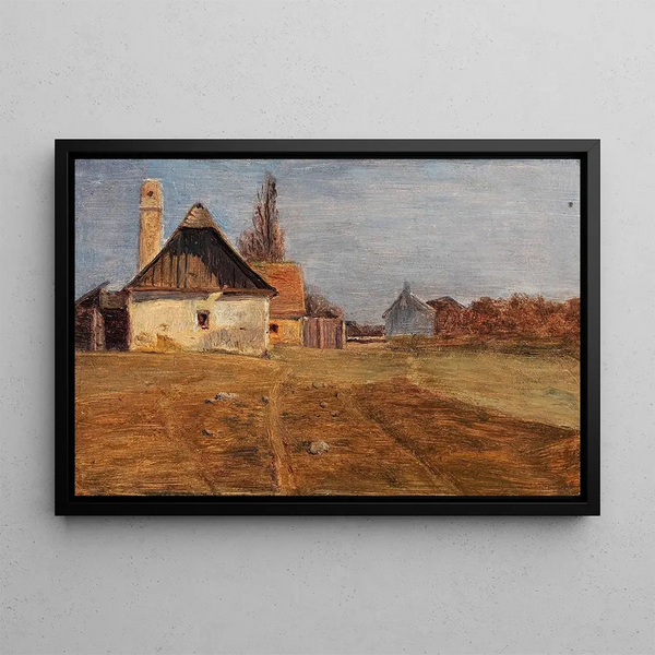 a scene at Mannsworth on the Danube - Tina Blau — framed artwork on a wall
