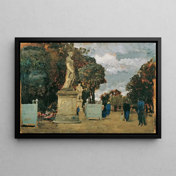 the Tuileries, gray day - Tina Blau — framed artwork on a wall