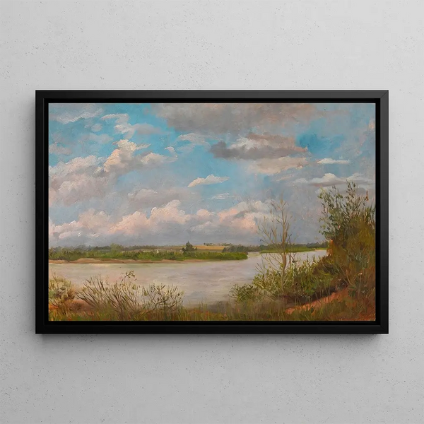 Danube Landscape Painting - Tina Blau — framed artwork on a wall