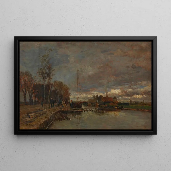 Canal near Amsterdam - Tina Blau — framed artwork on a wall