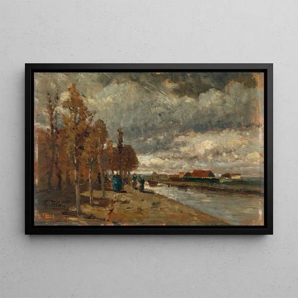 Canal in Holland - Tina Blau — framed artwork on a wall