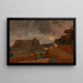 Village painting in gloomy weather Weienkirchen - Tina Blau — framed artwork on a wall