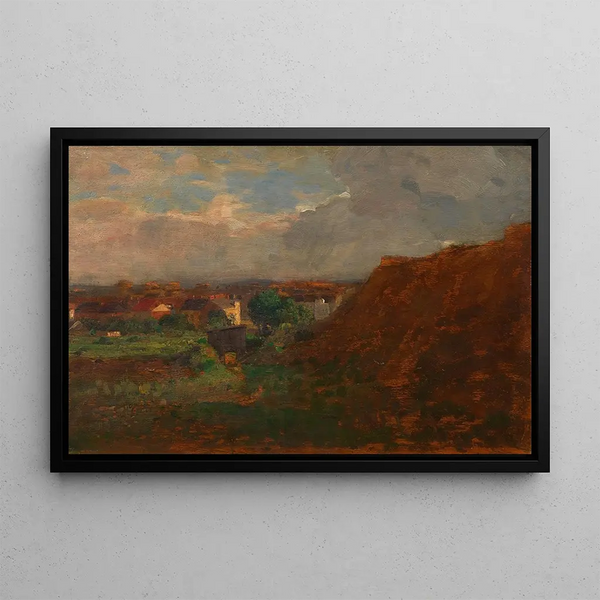 Carrière de sable avec vue sur Pötzleinsdorf - Tina Blau — framed artwork on a wall