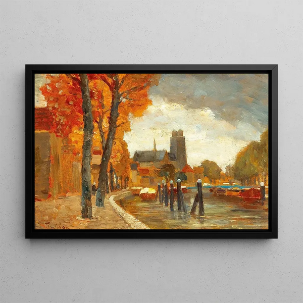 Scene in Dordrecht - Tina Blau — framed artwork on a wall